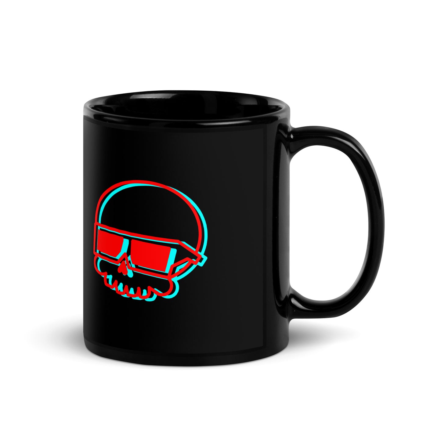 Red and Cyan Reb 3d Logo Black Glossy Mug