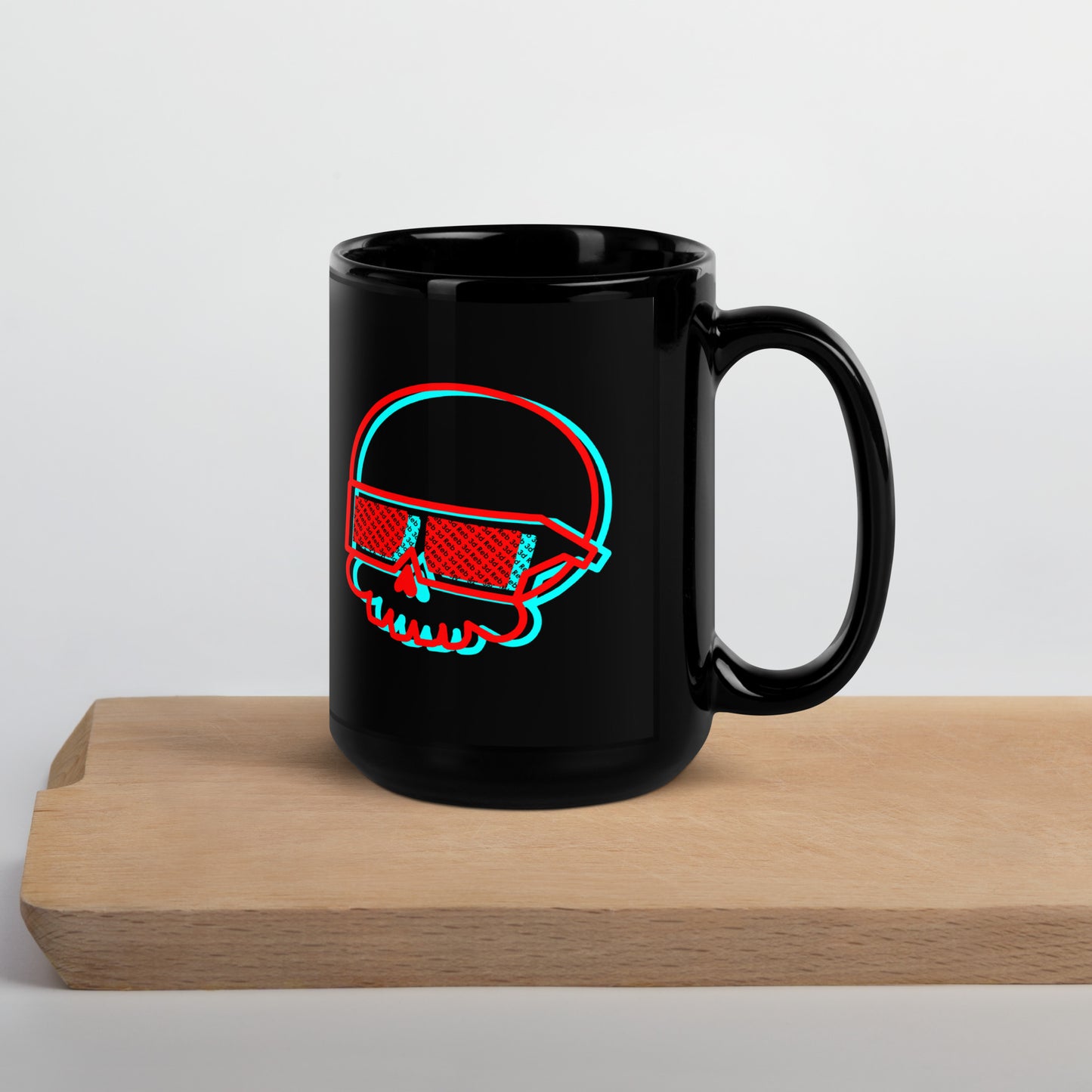 Red and Cyan Reb 3d Logo Black Glossy Mug