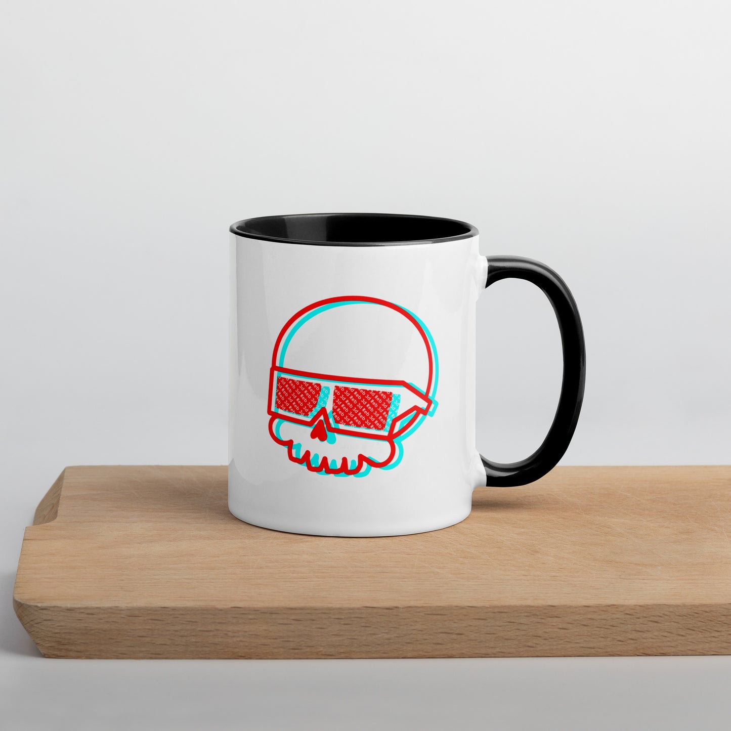 Red and Cyan Reb 3d Logo Mug with Color Inside
