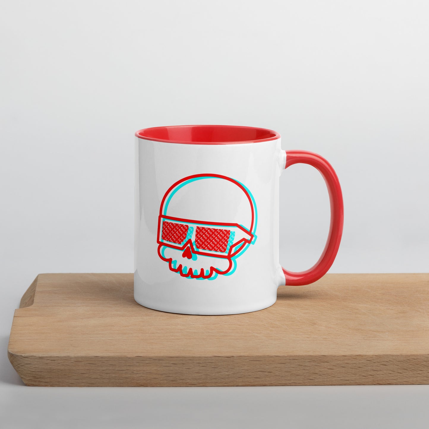 Red and Cyan Reb 3d Logo Mug with Color Inside